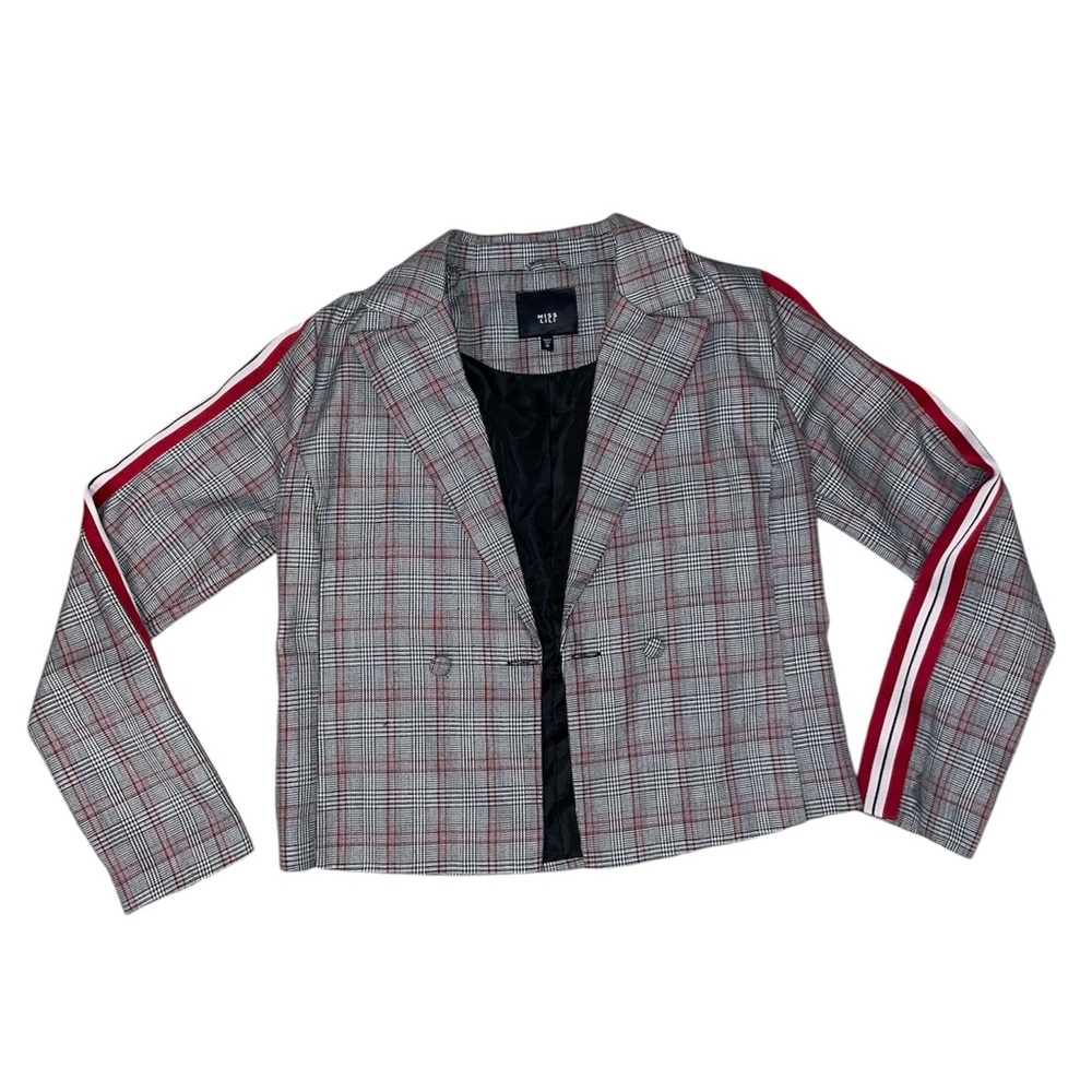 Miss Lili | Women’s Houndstooth Blazer Jacket With Stripes | Size M